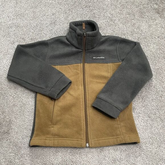 Columbia Steens Mountain Fleece Jacket Boys XXS Brown Gray Full Zip Outdoor Hike